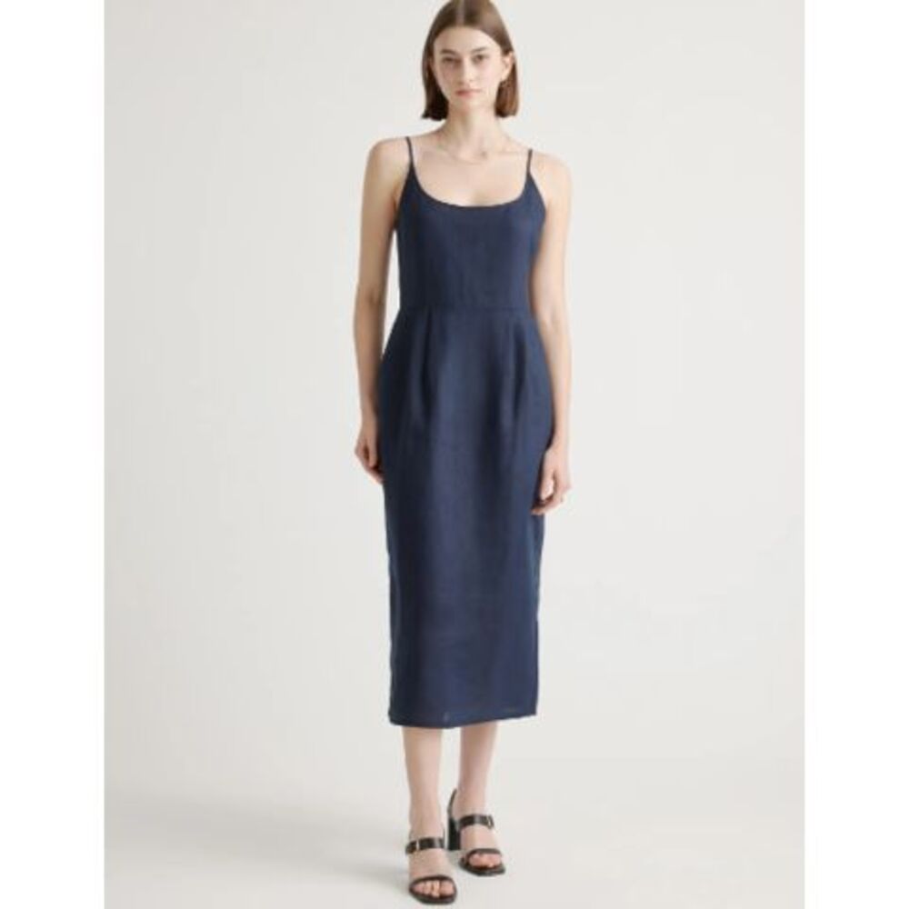 Quince 100% European Linen Scoop Neck Midi Dress